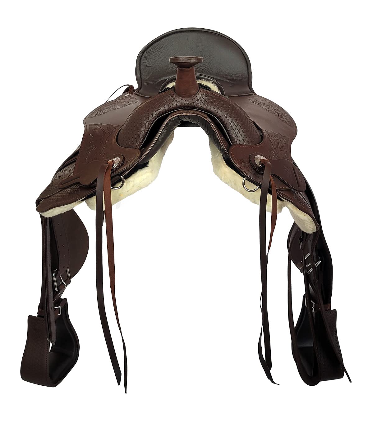 A&M Reitsport Selle western sans arbre Utah en cuir de buffle de haute qualité marron, taille : 16 pouces