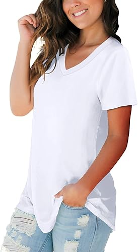 Miniatura 2 de SAMPEEL Camisetas de verano para mujer, camisetas florales de manga corta, cuello en V