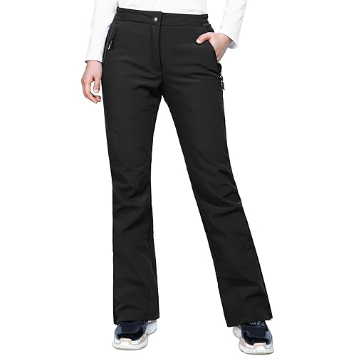 Outdoor Ventures Ski Pants Women Waterproof Insulated Snow Soft Shell Fleece Lined Snowboard Windproof with Boot Gaiters