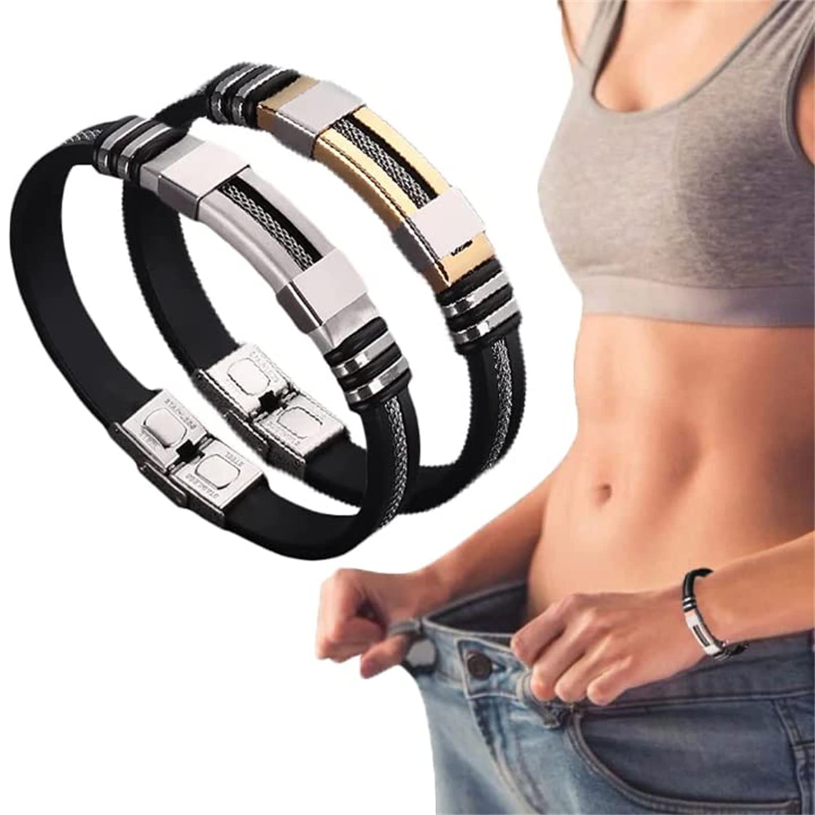 2pcs Oveallgo Iontitan VitalityBoost Wristband, Oveallgo Apus Ion Therapeutic Lympunclog Titanium Wristband, Titanium Detox Lymph Unclog Wristband, Men's Magnetic Titanium Steel Bracelet