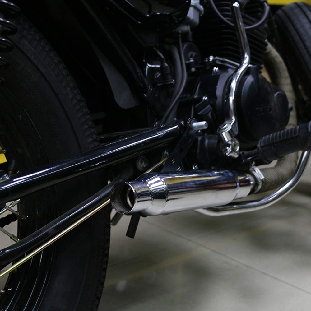 Silenziatore per moto Silenziatore Tubo di scarico 12 pollici per Bobber Cruiser Chopper Cafe Racer Scooter Offroad (Cromo)