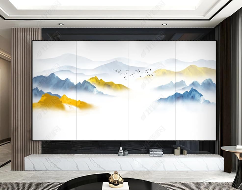Papier peint intissé paysage de luxe chinois pour un salon raffiné