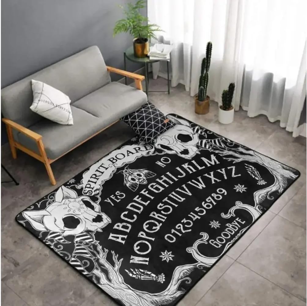 Tapis de sol antidérapant pour chambre déco gothique chat noir planche sorcière