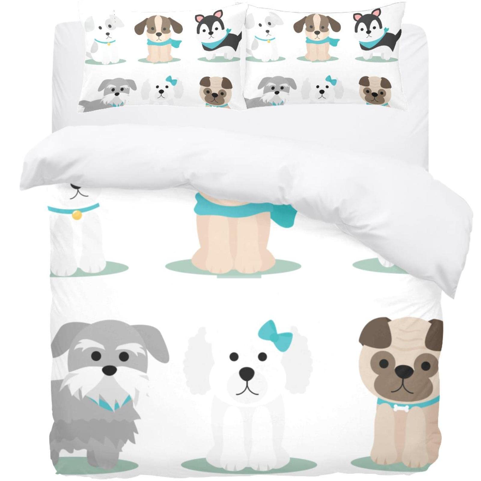 Parure de lit douce avec housse de couette et 2 taies anti-plis pour un lit parfait