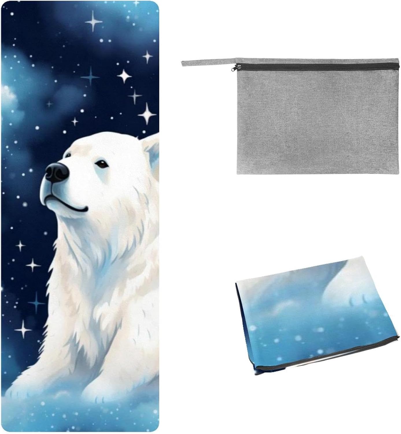 Yoga Towel, Galaxy Bear Pattern Non Slip Sweat Absorbent Hot Yoga Mat Towel for Hot Yoga, Pilates and Fitness - 72.8" x 26.8"