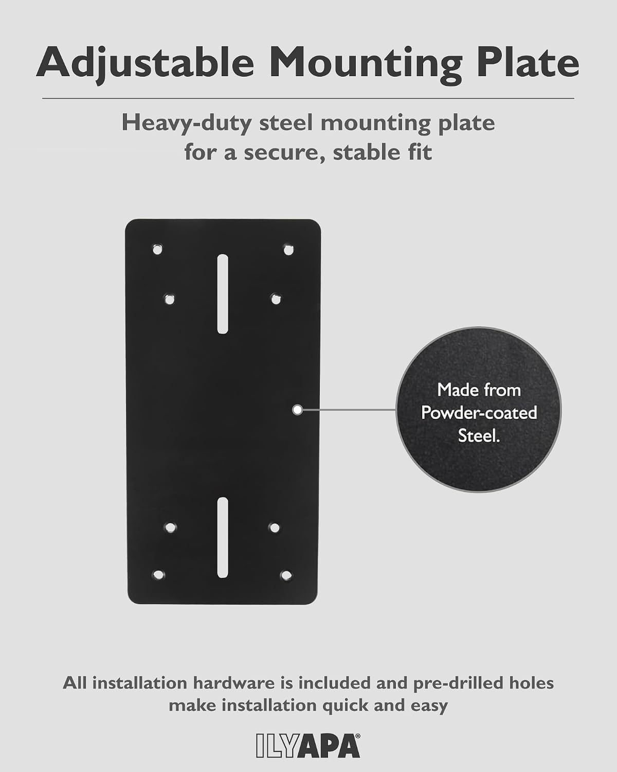 Ilyapa Post Mount Mailbox Mounting Bracket - 16x10 Adjustable Length Mailbox Bracket, Powdercoated Black Steel, Includes Mounting Hardware