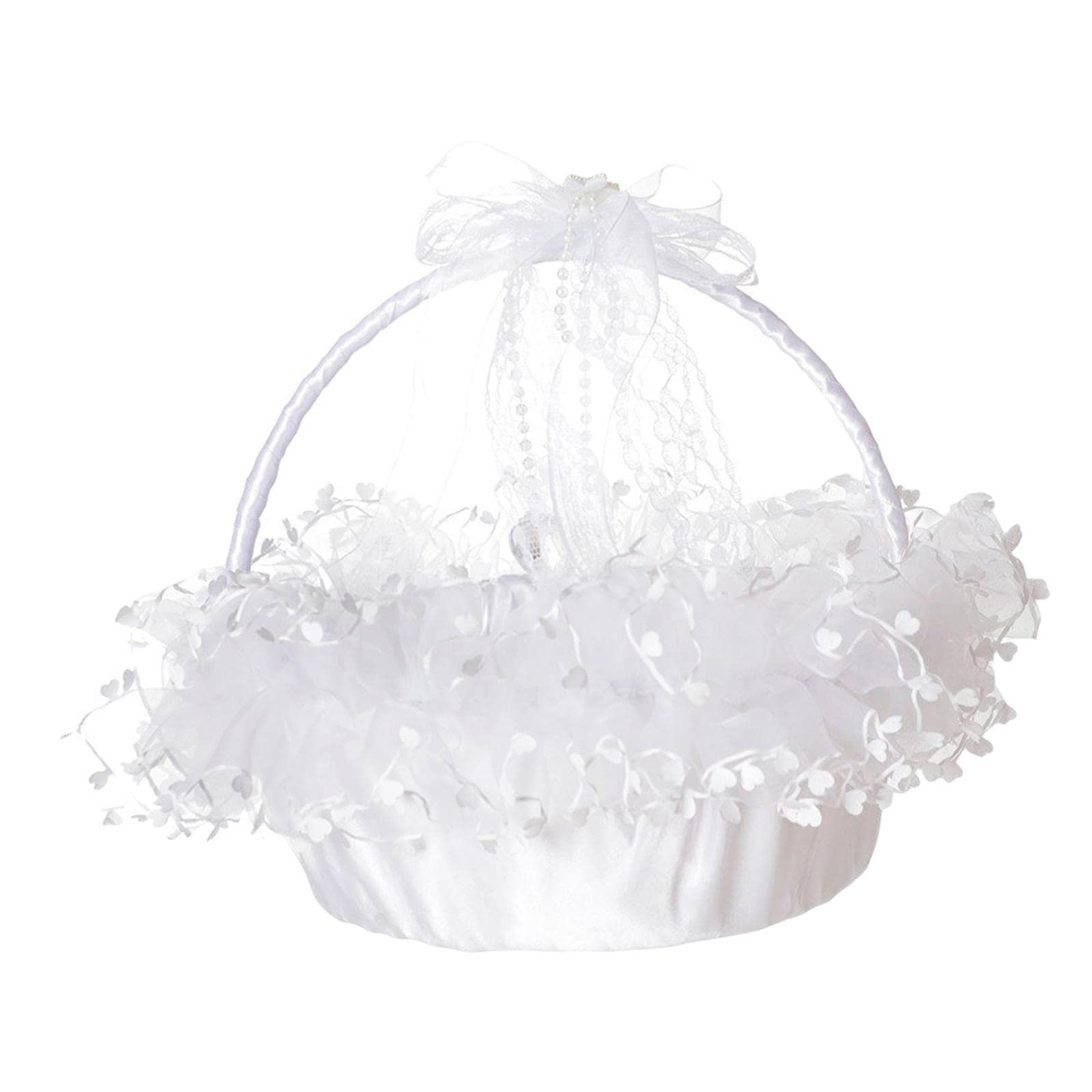 Enakshi® Flower Girl Basket Bowknot Flower Candy Baskets 8'' x 8'' Decor for Holiday White|Home & Garden | Wedding Supplies | Ring Pillows & Flower Baskets-image-28
