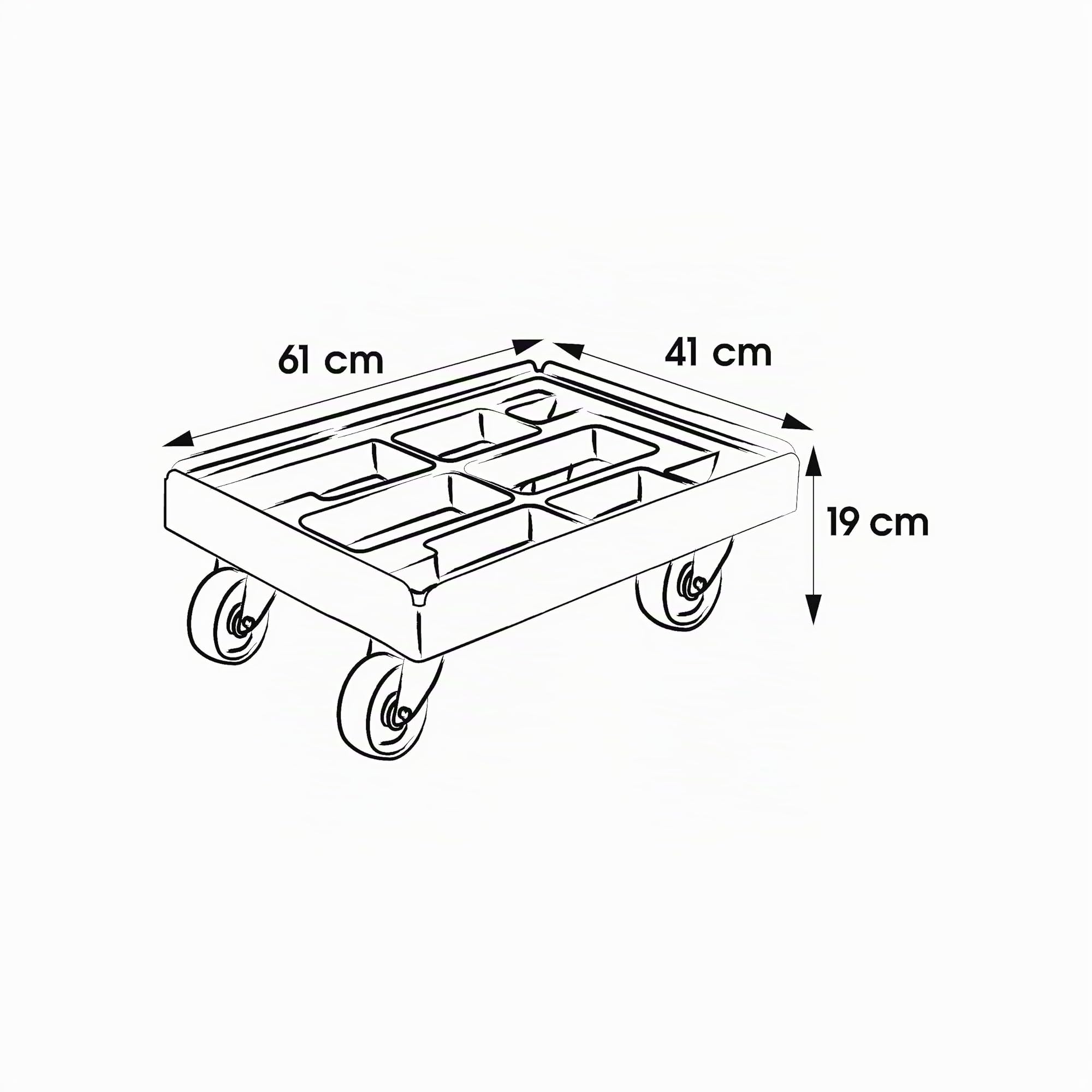 Keeeper Plataforma con Ruedas para Cajas o Cestas de Transporte, Carga máxima: 300 kg, 61 x 41 x 19 cm, Rolf, Rojo (Paquete de 4)