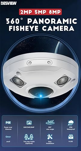 8MP impermeable 360 Panorama POE Fisheye cámara de vigilancia ir visión nocturna seguridad CCTV red IP cámara interior y exterior