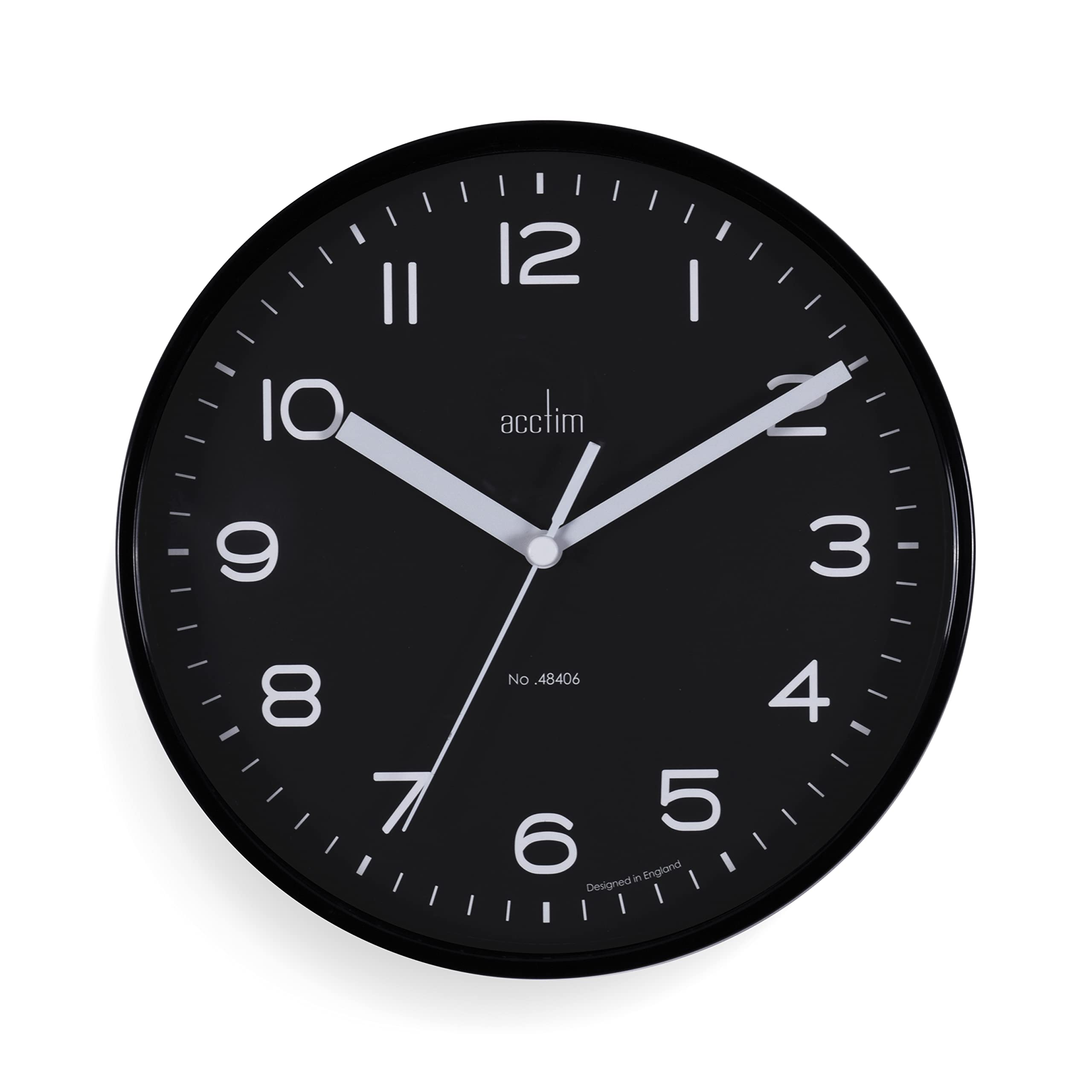 Acctim Runwell Small Wall Clock Quartz Slimline Case (Black)