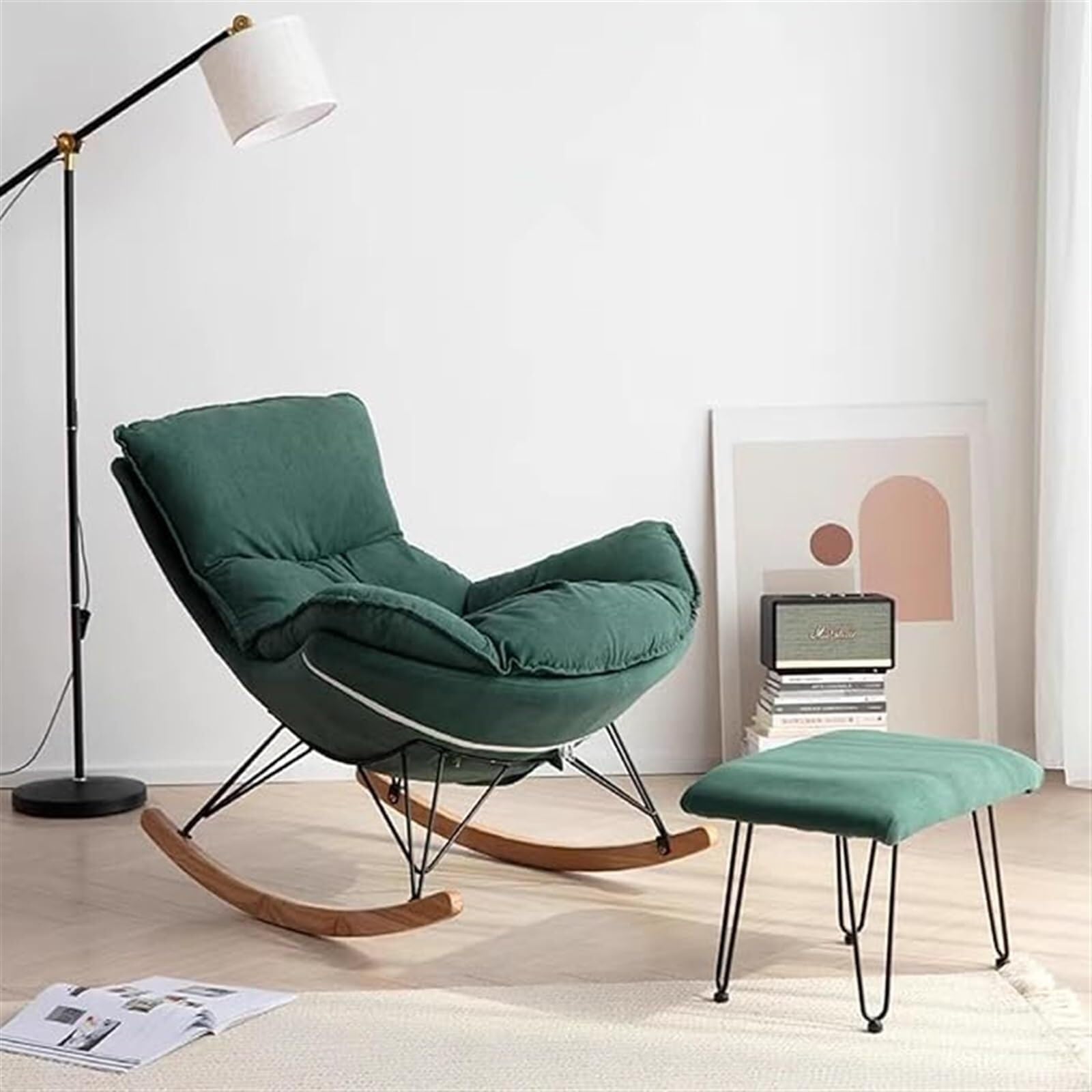 Chaise longue ergonomique à bascule en tissu avec repose-pieds intégré pour fauteuil détente