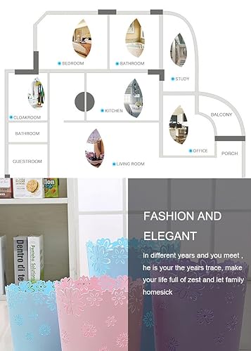 Miniatura 6 de Nazr - Papelera de plástico con forma de flor hueca sin tapa, papelera (M-azul)