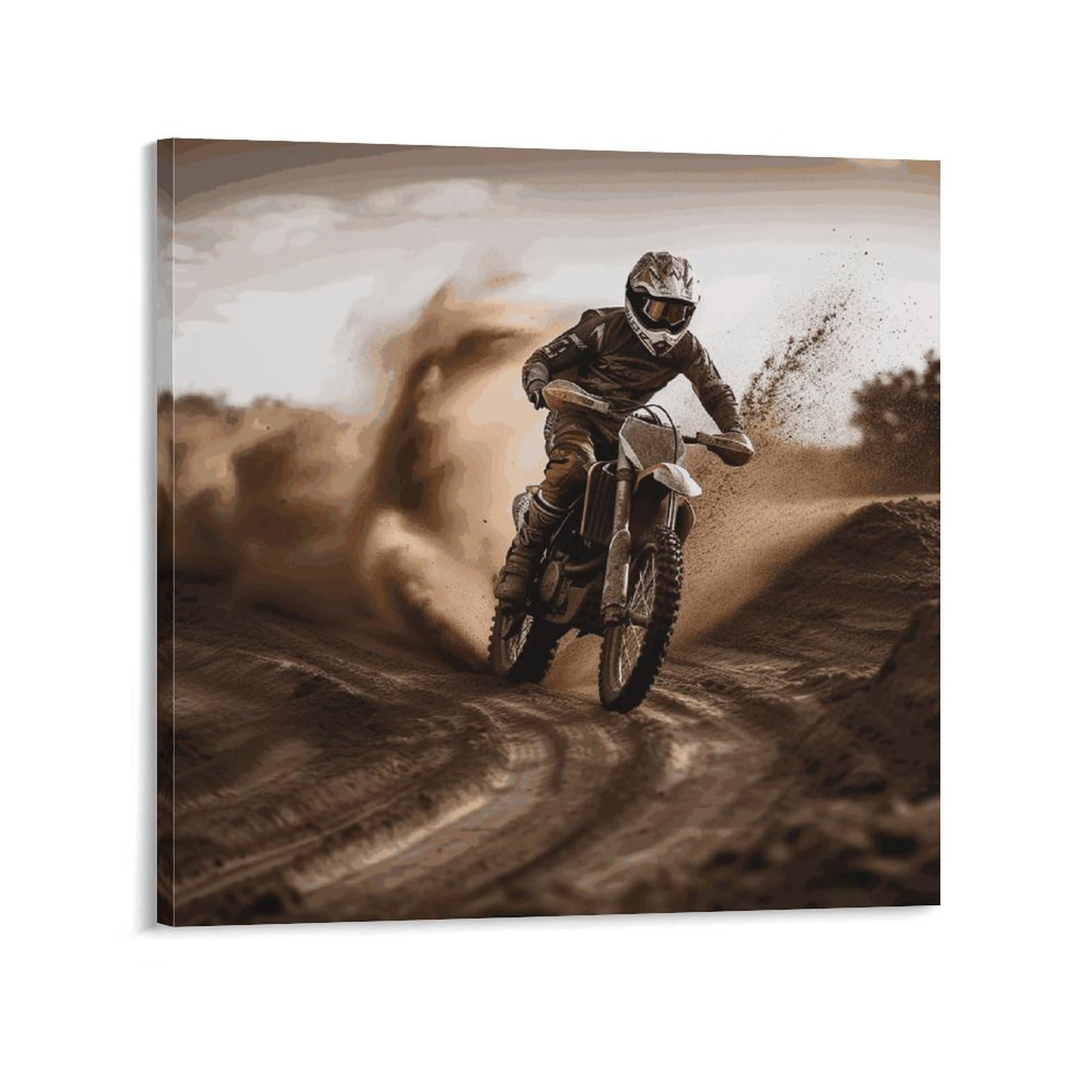 KLOPH Motocross Canvas Wall Art for Living Room 08x8inch Modern Artwork Painting for Bathroom Hanging Canvas Prints Aesthetic Wallart for Bedroom Kitchen Office Wall Decor