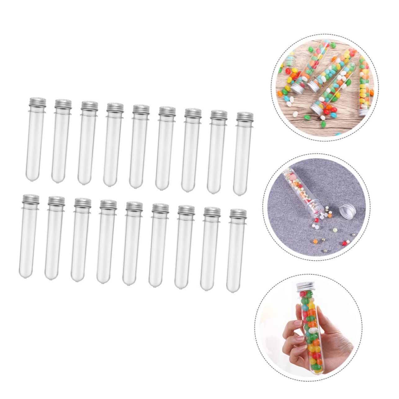 Healeved 50 Piezas Frascos de Tubo de Ensayo Transparentes de Tubos de Almacenamiento de Pet para Baño y Dulces