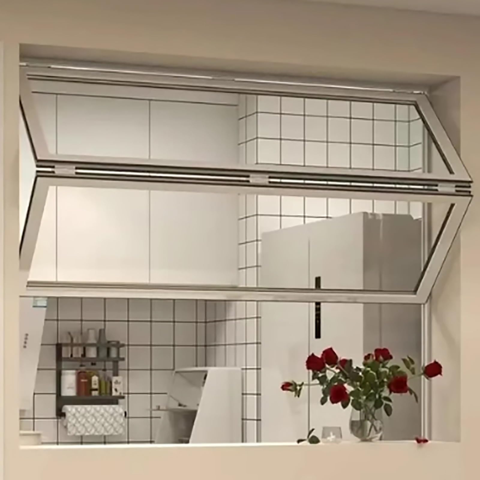 Ventana de servicio empotrada con cierre hermético y marco de aluminio