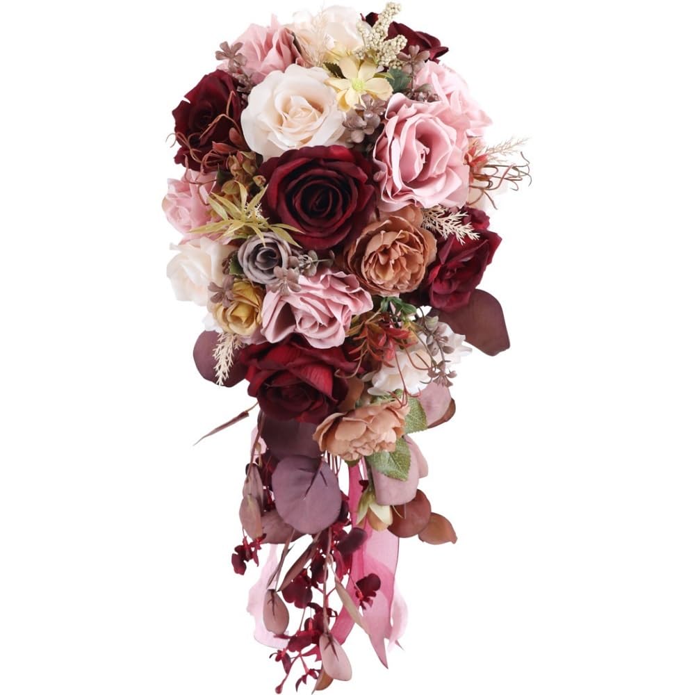 HUFFA Simulation Water Drop Waterfall Bouquet for Wedding Bride - Elegant Floral Arrangement