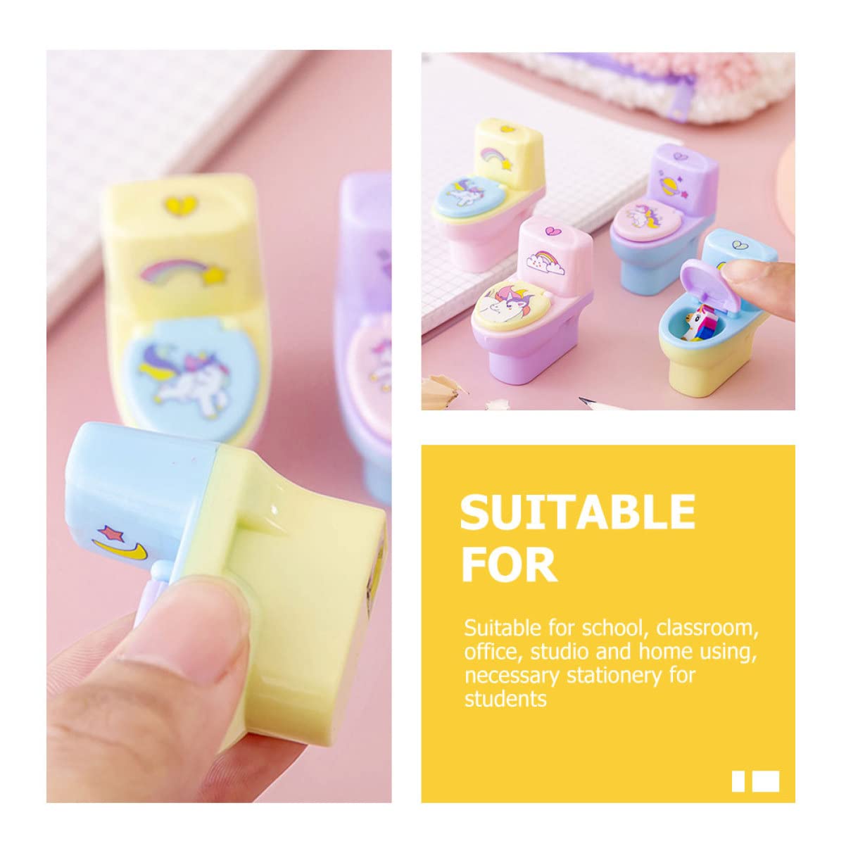 SHINEOFI 4 Sätze Briefpapier Stationery Cute Pencil Sharpener Bleistift Anspitzer Tragbarer Kinderspitzer Entzückender Kinderspitzer Plastik 12 Stück * 4
