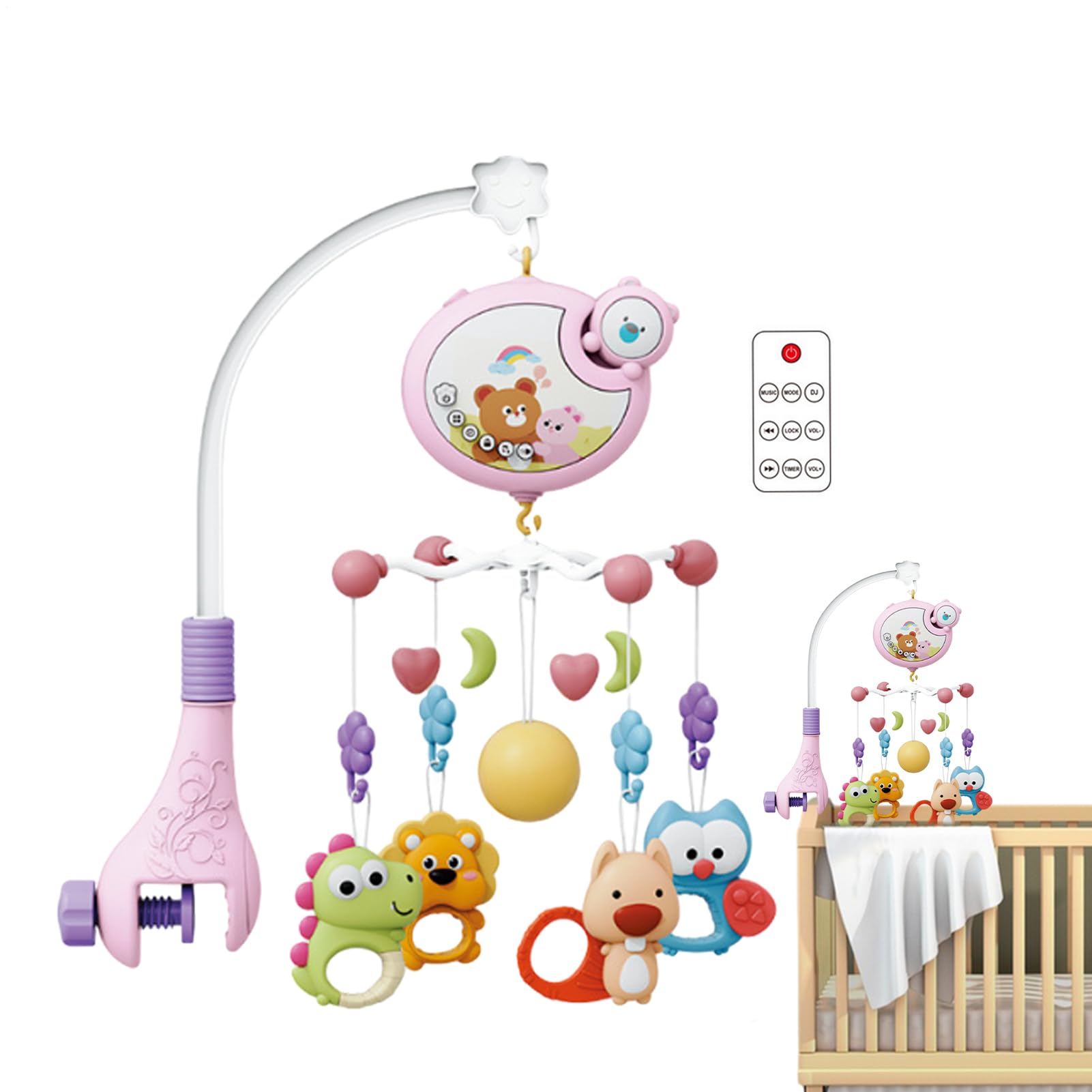 Cuna móvil | Móvil para niños con iluminación musical y control remoto