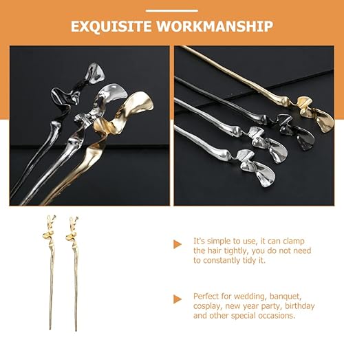 Miniatura 8 de LALAFINA Palillos geométricos de aleación de zinc para el cabello, 2 uds