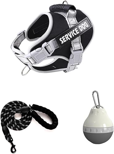 g Arnés para perro, arnés sin tirones para mascota con correa de 4.9 ft y botella de agua, chaleco acolchado ajustable para perro, chaleco Oxford