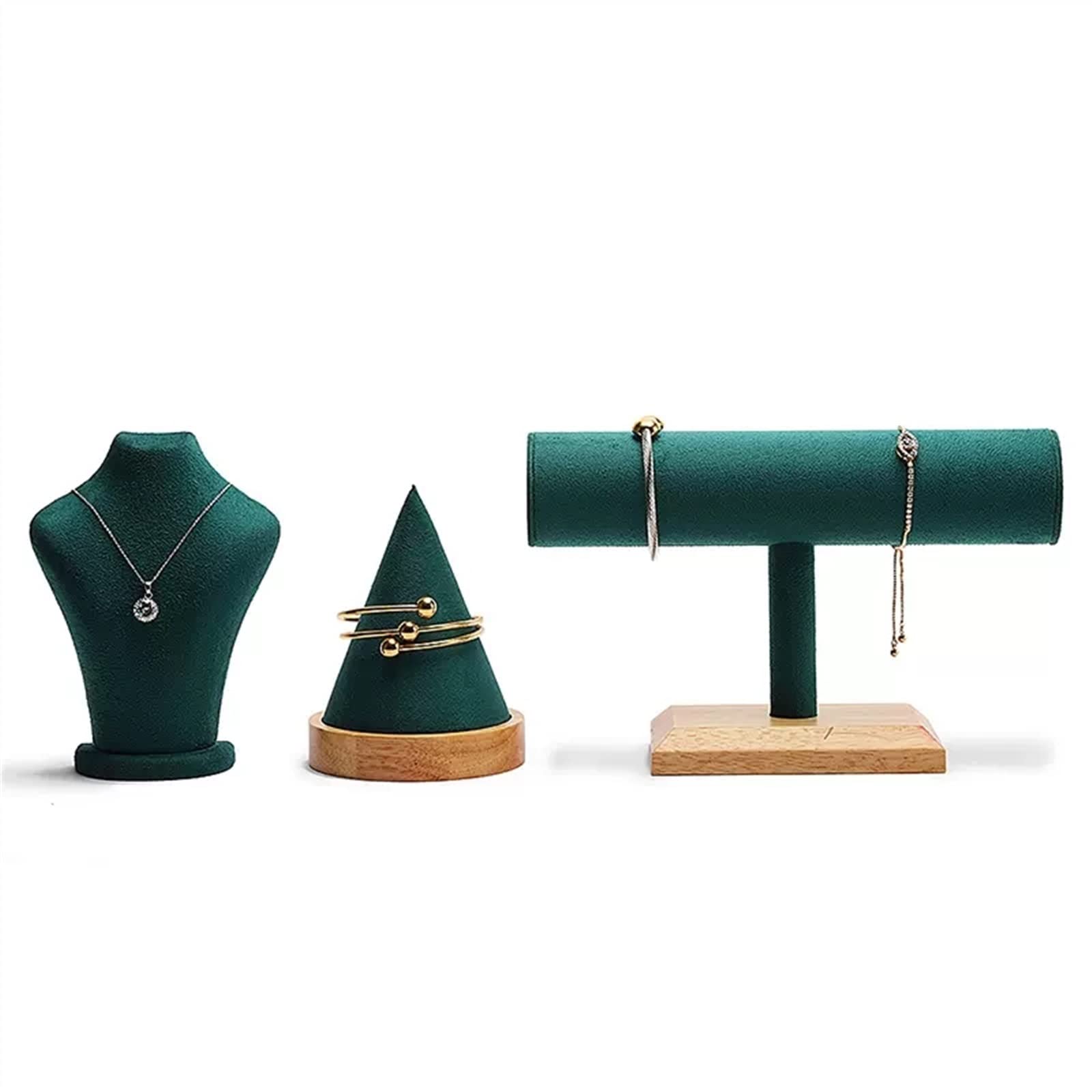 LLXYWJ Schmuckständer, eleganter 3D-Halsketten-Schmuckständer aus grünem Samt, Modell-Büstenständer für Zuhause und Geschäft, Halsketten-Anhänger-Schmuckständer (eine Farbe).