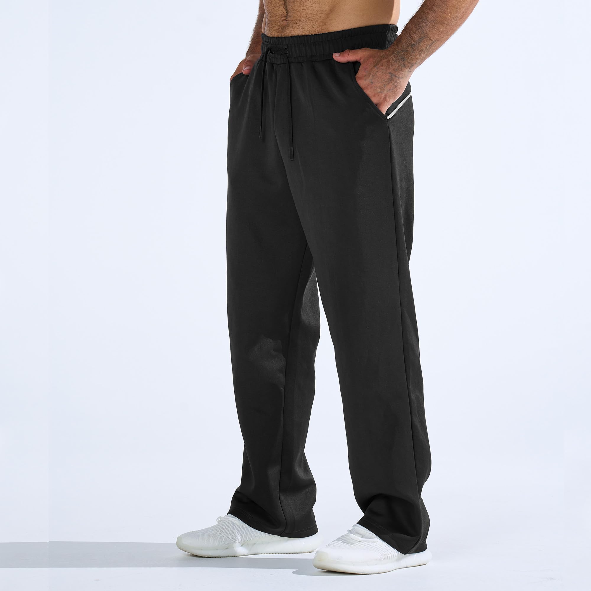 BROKIG Sporthose Extra Lang Herren Weites Bein Trainingshose | Gym Jogginghose Herren Fitnessstudio, Training Hose Herren Lang, Gerade Freizeithose mit Reißverschlusstasche