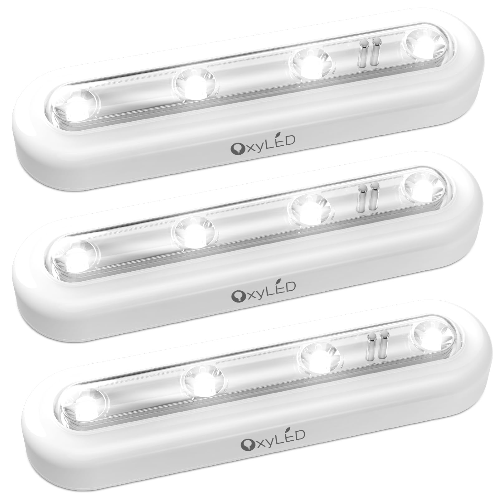 OxyLED Stick on Lights, Touch Sensor Lights Indoor 140° Rotation Angle Touch Sensor Led Strip Wardrobe Battery Under Cabinet Kitchen Lights for Stairs Cupboard Cabinet Hallway White