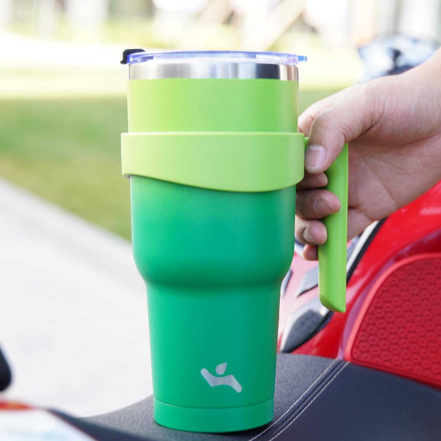 40 oz Tumbler with Handle and 2 Straw 2 Lid, Insulated Water Bottle Stainless Steel Vacuum Cup Reusable Travel Mug,Matcha Green - Image 6