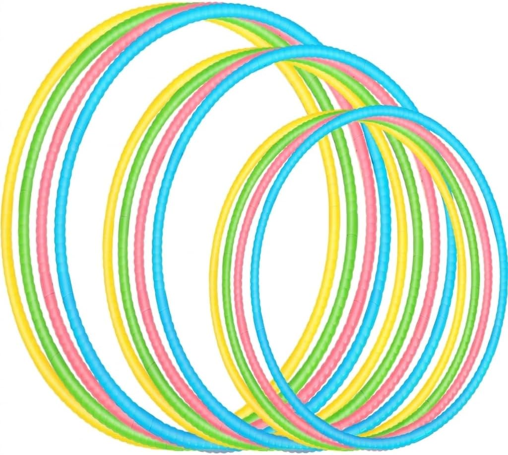 12 Pcs Plastic Fitness Hoop Set Adjustable Detachable Hoop for