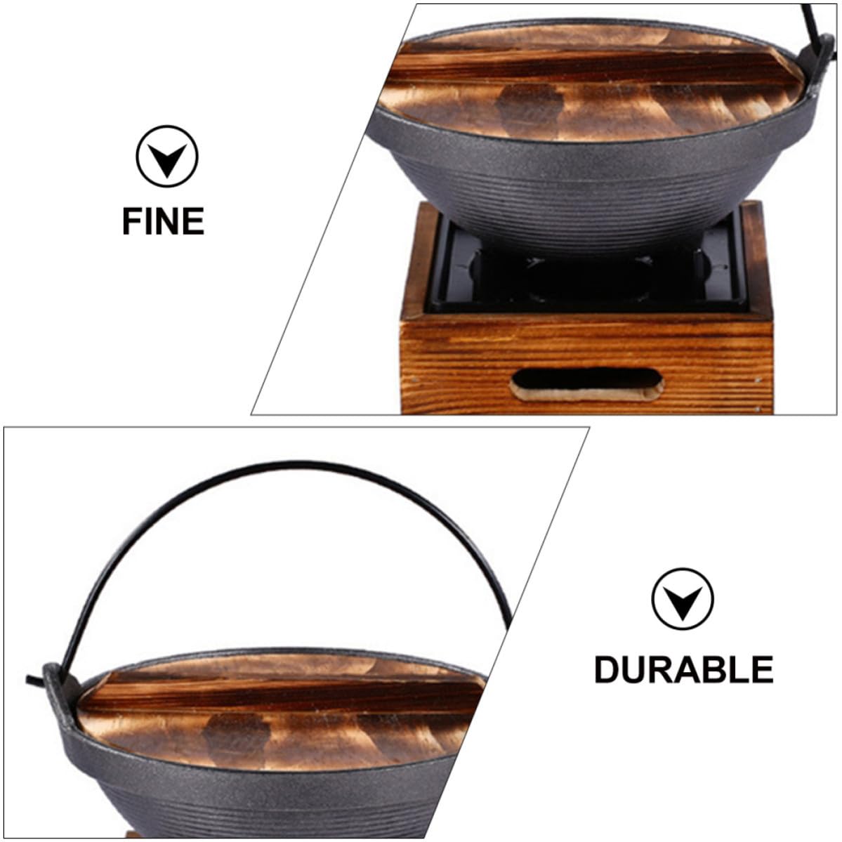 CRAFTHROU Olla Antiadherente y Segura de Hierro Fundido para Cocina Doméstica Práctica con Mango de Madera Adecuado para Preparar Sopas y Guisos en Casa