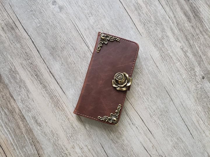 Gothic Floral Rose Phone Leather Wallet case for iPhone X XS XR 11 12 13 14 15 16 Pro Max Galaxy S24 S23 S22 S21 S20 Ultra Note 20 10 Plus Mn2100