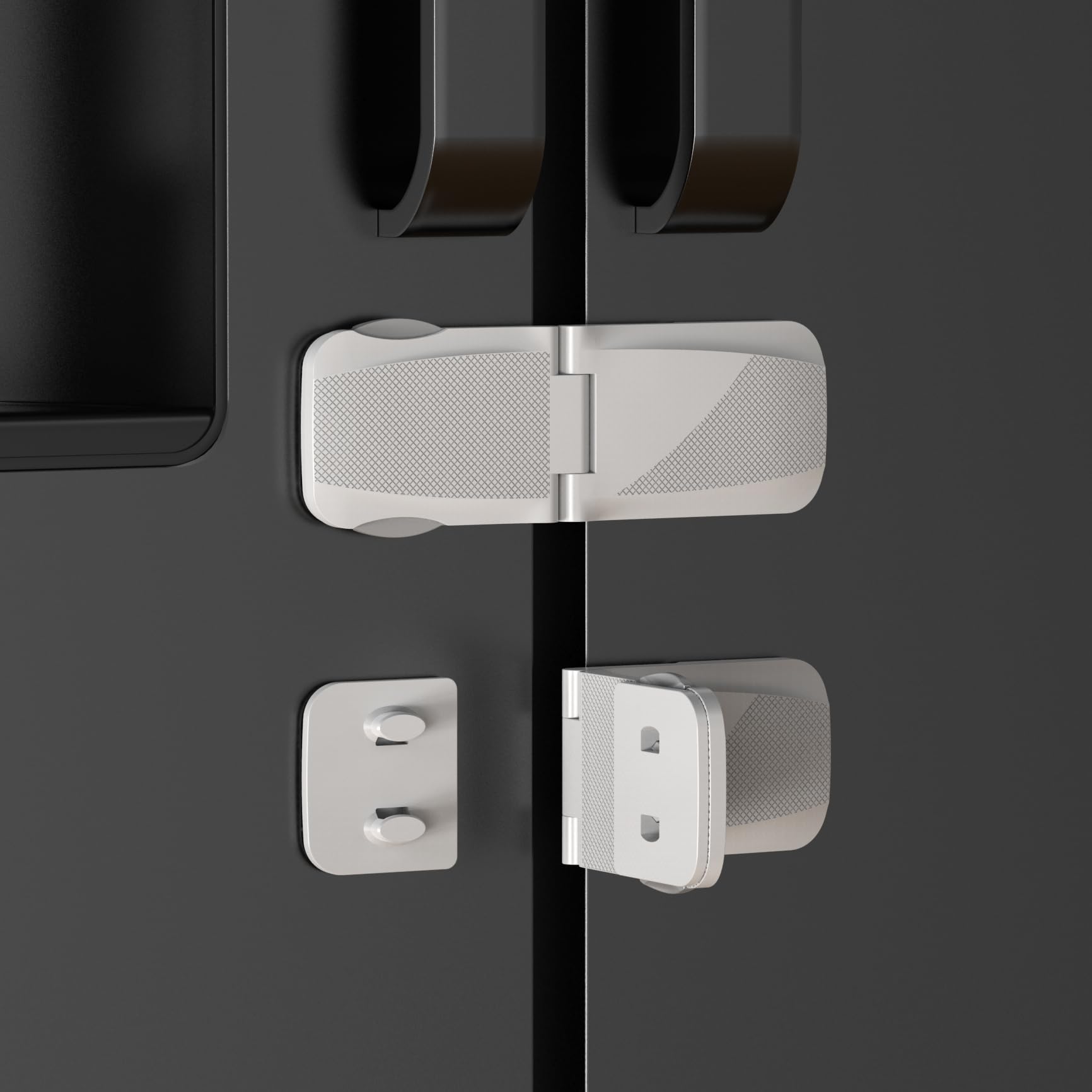 Photo 1 of 2 Pack Cabinet Locks Baby Proofing, QYESWHSR Fridge Locks for Kids with 3M Adhesive Pad, Child Proof Cabinet Locks French Door Refrigerator Freezer Lock RV Refrigerator, Oven Lock Easy Use (White)