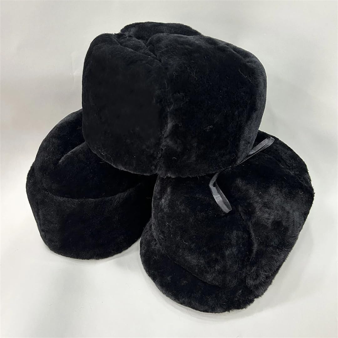 Wjnvfioo Gorro de lana sintética para hombre, gorro de lana de moda, gorro cálido para invierno, boina de lana peluda