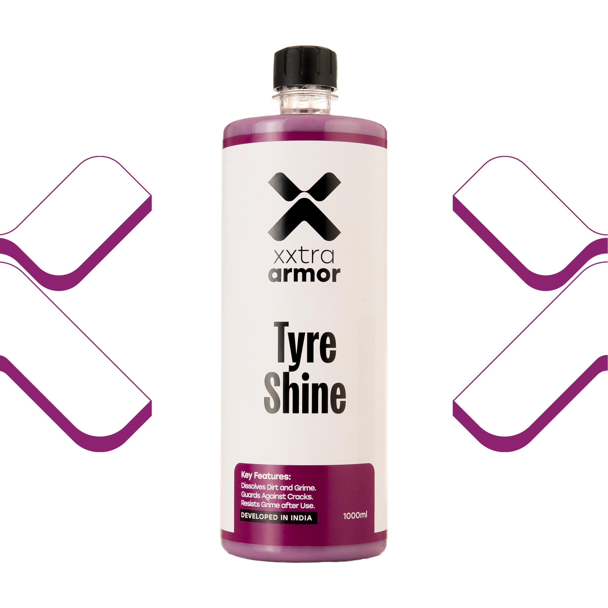 XXTRA ARMOR Tyre Shine Gel for Car & Bike – 1000ml Long-Lasting Tyre Polish with Deep Black Gloss & UV Protection, Protects Tyre from Cracking & Fading, Non-Sling Tire Polish & Tyre Dresser for Car-image-1