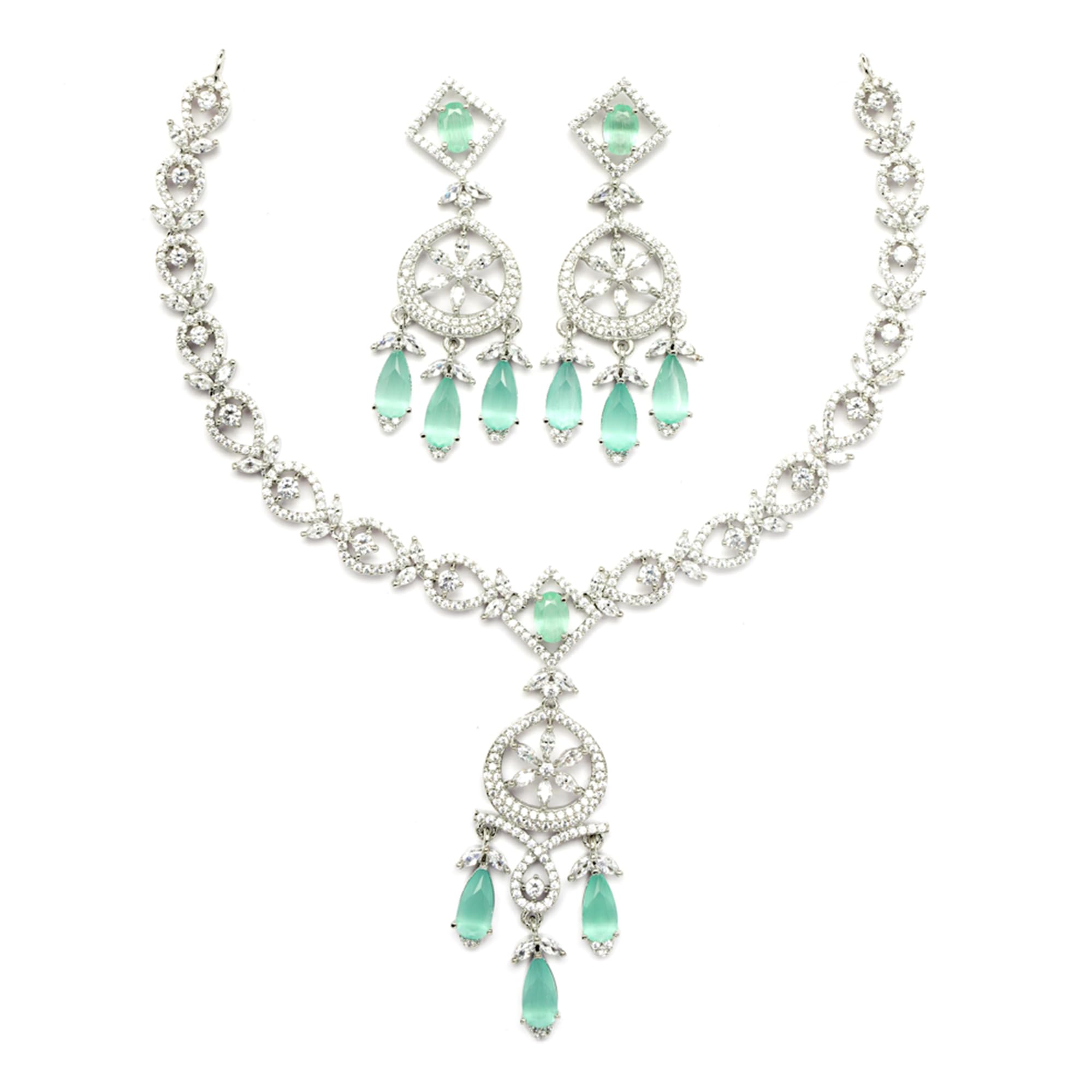 See full amazon price history chart for ZENEME Rhodium-Plated Baguette Teardrops American Diamonds Studded Necklace With Earrings Jewellery Set For Girls and Women (Sea Green) ZENEME Rhodium-Plated Baguette Teardrops American Diamonds Studded Necklace With Earrings Jewellery Set For Girls and Women (Sea Green) (B0CGRNCYP4) Amazon Price History, Amazon Price Tracker