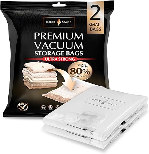 GENIE SPACE Bolsas de almacenamiento al vacío de alta calidad para ropa, ropa de cama y viajes, tamaño pequeño de 24 x 16 pulgadas, herméticas, a