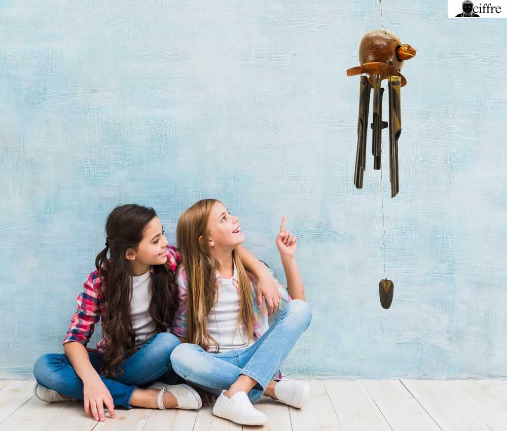 Premium 80cm Windspiel Holz Feng Shui Klangspiel Geschnitzt Kokosnuss Schildkröte Geschnitzt Guter Klang