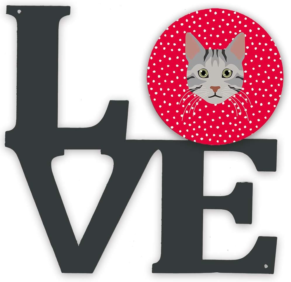 Caroline's Treasures CK5114WALV Egyptian Mau Cat Love Metal Wall Artwork Love, Red Indoor Outdoor Art Decor Patio, Bathroom, Kitchen Colorful Aluminum and Black Steel Sculpture