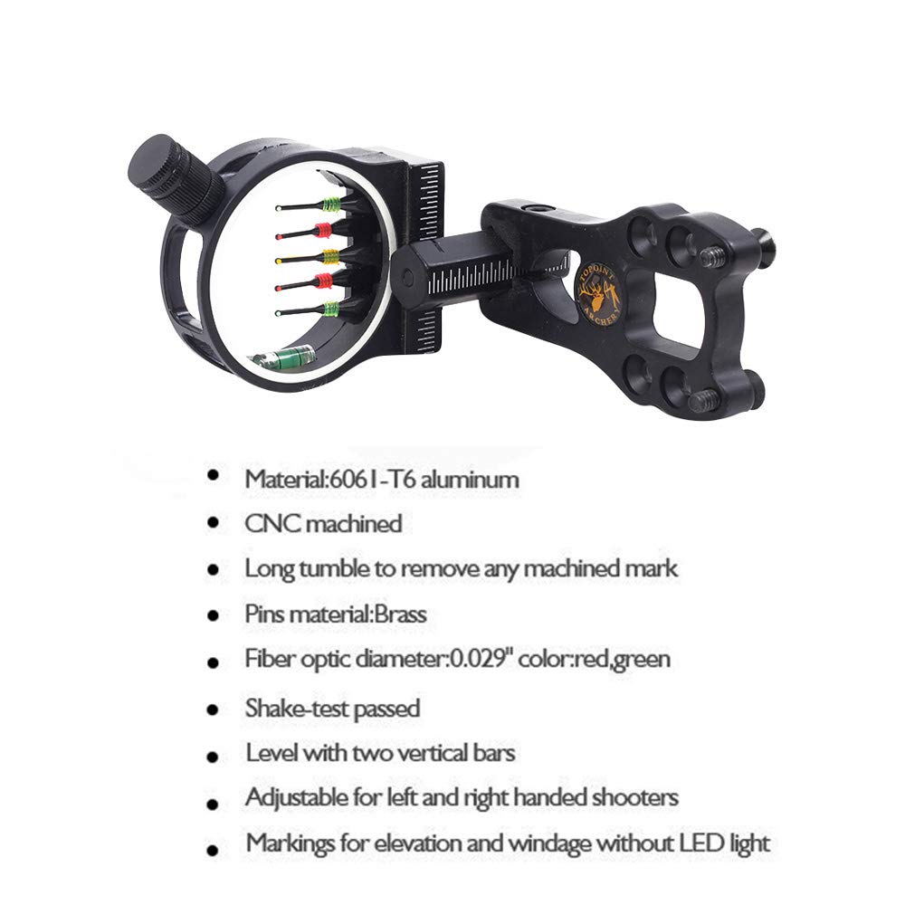 SHARROW Set di Accessori per Arco Compound con Mirino a 5 Pin, Riposo Freccia, Stabilizzatore, Peep Sight, Bow Sling, Corda D-Loop