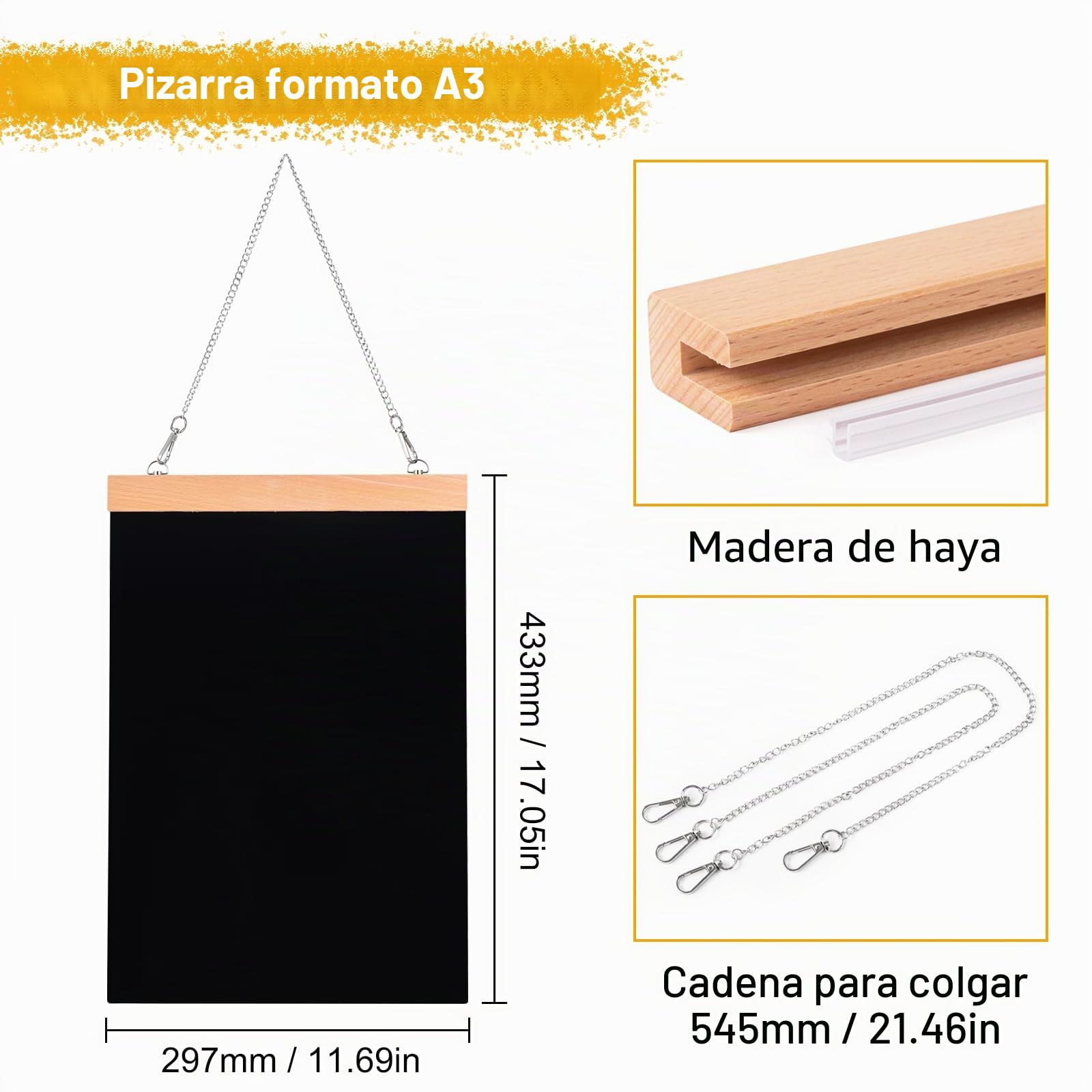 Pizarra de tiza colgante A3 Paquete de 2 para cafetería restaurante