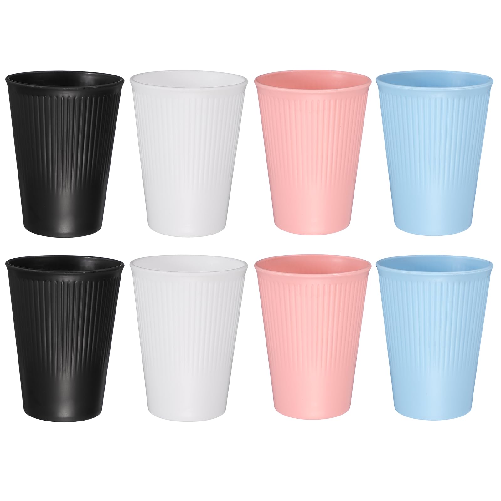 sourcing map 8 Pcs Simple Toothbrush Cup, 2.2 x 4.2" Bathroom Tumbler Unbreakable Reusable Plastic Cups for Storing Toothpaste Toothbrushes Combs Water Beverages, 4 Colors(13.5 OZ)