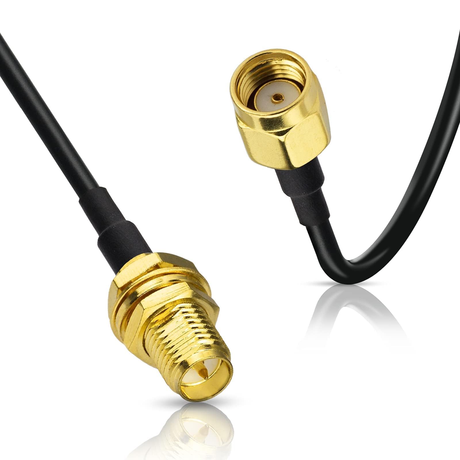 Bingfu Cavo RP-SMA Prolunga Antenna WiFi 5 m (2 Pacchi) Adattatore da RP-SMA Maschio a Femmina RG174 per Telecamera IP Router Adattatore WiFi Scheda di Rete Wireless Mini PCI Express PCIE