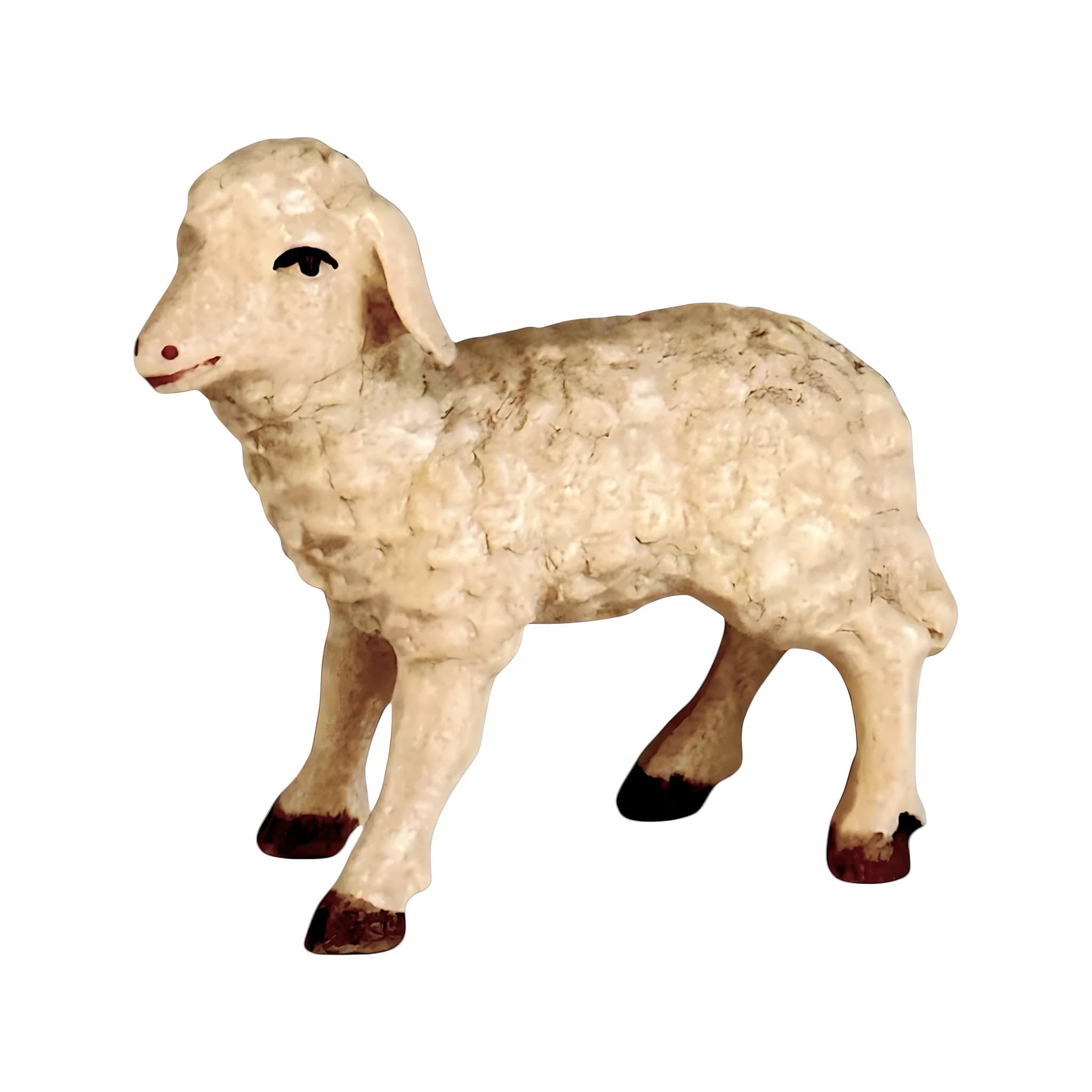 Dolfi | Carved Wooden Lamb 14 cm | Natural Wood in Val Gardena | Nativity Figure