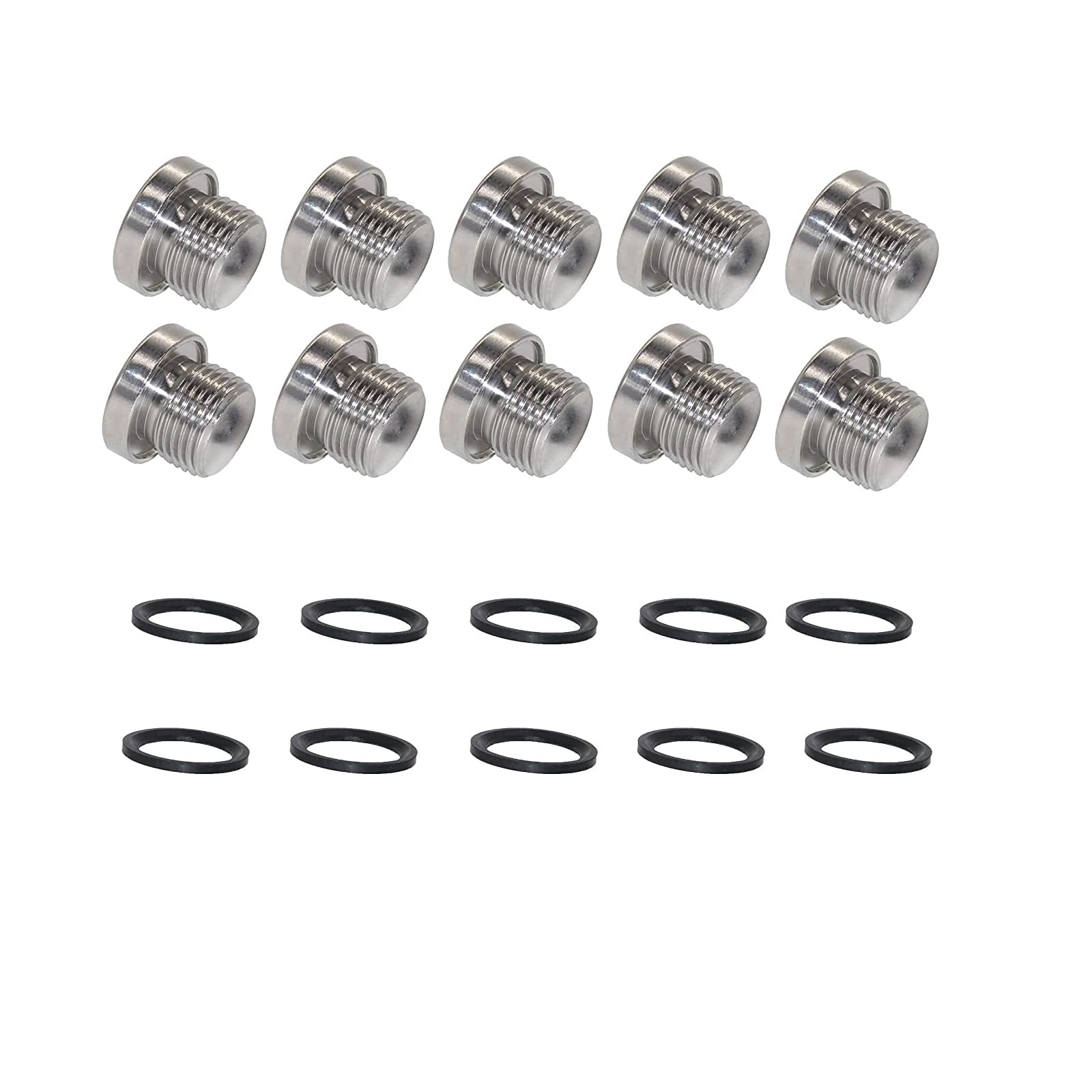 Olivia & Oliver 10pcs 304 Stainless Steel Inner Hex Head Pipe Fitting Plug Bung M18x1.5 Threads