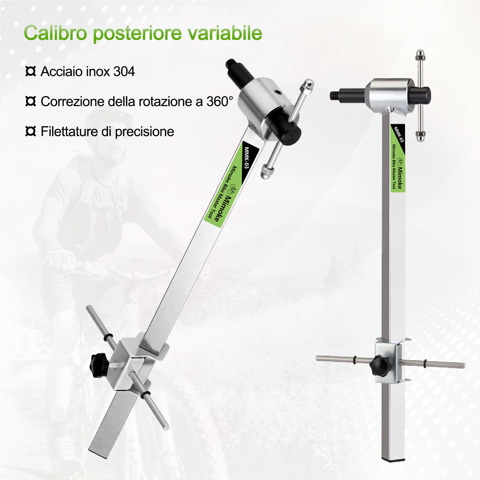Mimoke Strumento di allineamento professionale per bicicletta in acciaio inox – strumento di direzione preciso per riparazione e manutenzione della bicicletta