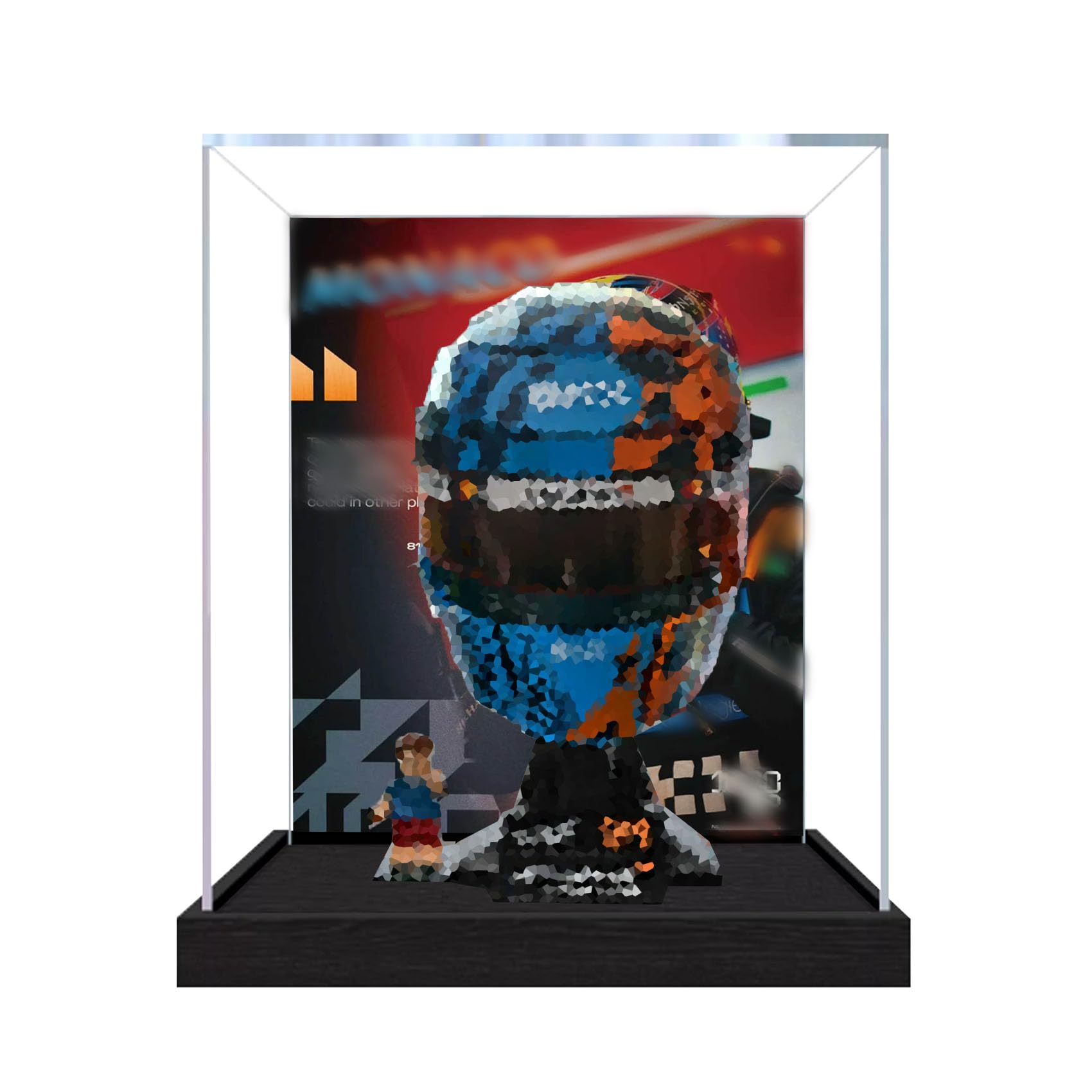 Dustproof acrylic Display Case for Le-go 43017 Helmets Model-display box only (StyleA Background 3mm)