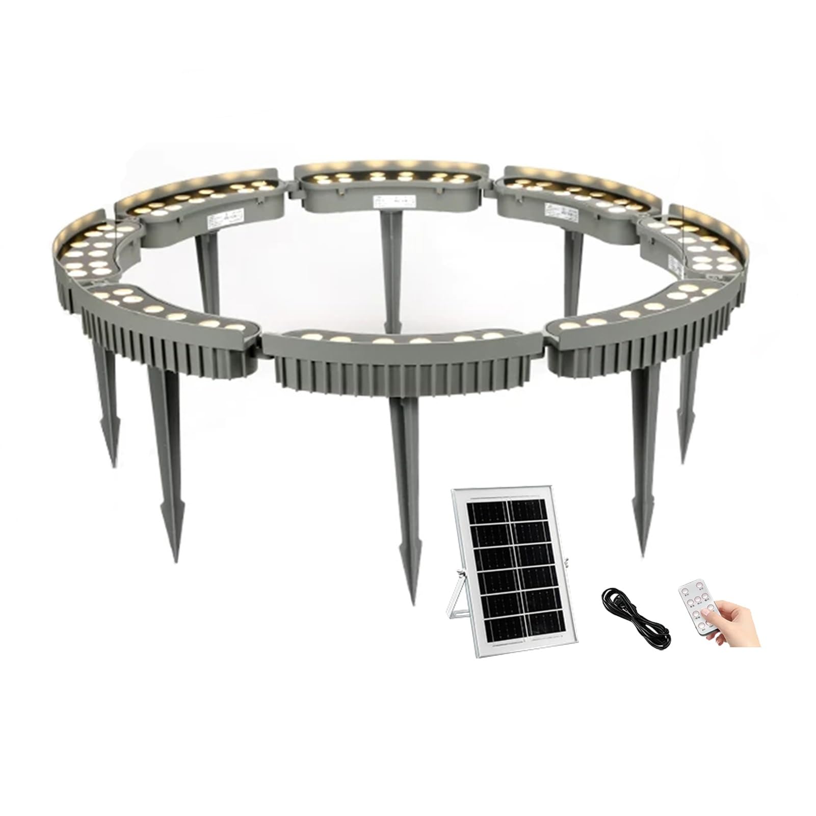JCWGLY Solar Palm Tree Lights Outdoor Waterproof Landscape Spotlight 48-96W LED Ring Light for Trees, Plants, Gardens, and Yard Lighting(Yellow Light,8 Lights)