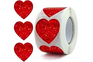 500Pcs Glitter Heart Stickers for Kids, 1.5 Inch Valentine Red Love Heart Stickers