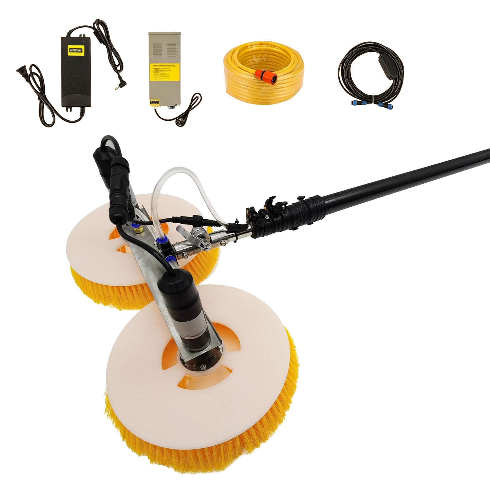 SEDAMORALLY Solar Cleaning Brush, Window Cleaning Telescopic Long Reach Extended Extension Solar Panel Conservatory Window Cleaner Hose Fed Brush Kit,for solar & Glazing LithiumBattery-7.5m