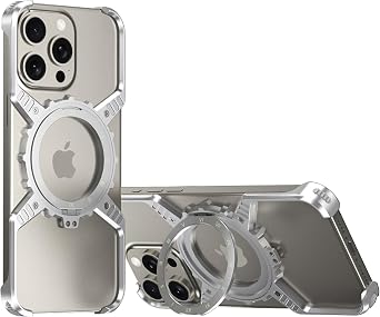 Gear-Shape Case for iPhone 13 Pro Max/13 Pro/13, Aluminum Alloy with Gear Design, 360 Rotating Kickstand, Compatible with MagSafe,Silver,13 Pro Max